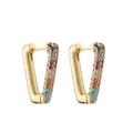 Gold V-shaped earrings with micro-pave rainbow cubic zirconia stones on white background - Gold with Multicolor Zircon