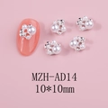 Detail of silver nail charms with inlaid white pearls and 10x10mm size markings - Silver Claw Set Multi-Pearl Style (AD14)