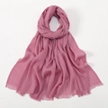 Pink-purple slub cotton long scarf with fringed edges for women on a white background - Dusty Red