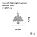 Silver angel wings pendant in rhodium plating with cubic zirconia and 5mm hole - Silver Angel Type E (P05811-E-2)