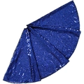 Sparkling dark blue sequin Christmas tree skirt decoration with metallic finish - Sapphire Blue