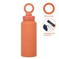 Matte orange magnetic water bottle with booster ring for all smartphone devices - 1 L / Cinnabar Orange