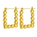 Golden rectangular earrings with beaded texture and polished stainless steel finish - Rectangular Beaded Bubble