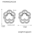 Silberne Blumenohrringe aus Edelstahl mit Zirkonia und 18K Goldbeschichtung - Silber-Weißer Zirkonia