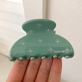 Pince à cheveux en acétate vert foncé avec strass brillants pour cheveux épais - Style Zircone / Vert