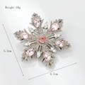 Silver snowflake brooch with pink teardrop gemstone and sparkling crystals - xz4542 Snowflake