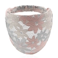 Detailed close-up showing the pink and grey floral lace texture of the wide headband - Light Pink