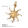 Golden sun pendant in stainless steel, 22.6mm size, lightweight 2g minimalist accessory - Radiant Sun Style (PJ542G)