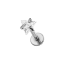 Sliver stainless steel labret stud with triangular zircon inlay and flat back design - Silver (Triangle)