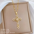 Detailed view of a gold cross pendant necklace with weight and size specifications - Gold Cross Pendant (K419)