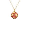 Goldene Halskette mit rot-schwarzem Evil Eye Emaille-Kugelanhänger auf weißem Grund - Rot