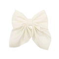 Elegant cream white fabric bow hair clip with soft satin finish for women's hairstyle - Off White