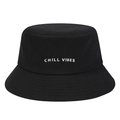 Bob tendance en toile noire avec broderie Chill Vibes pour protection solaire - Taille unique / Noir