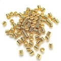 Golden 14k gold filled textured barrel spacer beads for DIY jewelry making crafts - 14K Gold