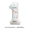 32-inch white number 1 foil balloon with colorful Happy Birthday prints and patterns - Number 1 / White