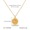 Detaillierte Maße der 18K Goldstern-Halskette mit gehämmerter Textur und Kristall - Gehämmerte Augen-Rundplatten-Stil (HC-N40580)