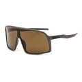 Olive green polarized shield sunglasses for cycling with brown monolithic lens - Tea Brown