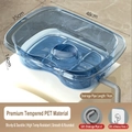 Hellblaues transparentes Haarwaschbecken aus PET mit 74cm langem Abflussrohr - Haken + Ablaufrohr / Transparentes Blau