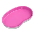 Pink heart-shaped stainless steel tray with polished metallic exterior and smooth finish - Rose Red