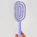 Lila spiralförmige hohle Skelettbürste für Haarstyling mit Massageborsten und langem Griff - Stehend Klein Lila
