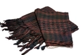 Detail of red and black checkered shemagh desert scarf with dark fringe tassels - Coffee