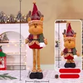 Standing reindeer plush with adjustable telescopic legs and red plaid holiday outfit - Large Retro 95CM Telescopic Reindeer