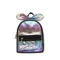 Kids purple gradient iridescent sequin backpack with cute bow and clear front pocket - Black