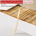 9cm disposable bamboo fruit forks with heart-shaped top in a bulk pack of 1000 - Boxed Heart Style / 9cm/1000pcs