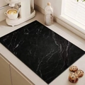 Rectangular black marble kitchen mat with absorbent and anti-slip texture on a counter - 20*30cm / Marble 2
