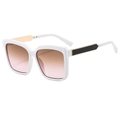 Gafas de sol cuadradas de moda con montura blanca y cristales degradados marrones - Montura Blanca Lentes de Té Rosa