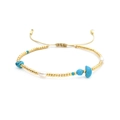 Detail of bohemian handmade gold bead bracelet with turquoise and freshwater pearl accents - Gold Seed Beads Turquoise Pearl Style (BLS240005E)