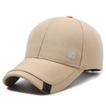 Khaki cotton baseball cap featuring NY&JA square embroidery and a classic structured design - Khaki