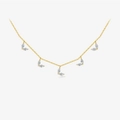 Elegante collar de oro con colgantes de hojas de circón corte marquise en una cadena fina - Piedra Blanca / Plata 925