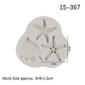 Starfish and fish silicone mold for fondant and chocolate, size 8x8x1.3cm white tool - 1# Grey (Starfish Fish)