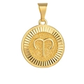 Golden Aries zodiac circular pendant with polished finish for DIY jewelry necklaces - Gold Aries