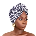 Zebra print turban hat with twist design, comfortable stretch head wrap for women - One Size / Black White Zebra