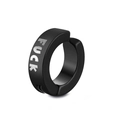 Minimalist black stainless steel ear cuff with engraved lettering for men and women - Single Lettering / Black