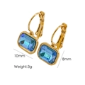Golden lever-back earrings with 10x8mm blue rectangular zircon in titanium steel - Blue Opal