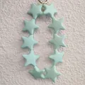 Mint green silicone star keychain with gold ring clasp for bags and phone charms - Cyan Green (10 Stars)