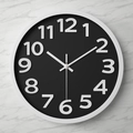Orologio da parete moderno da 12 pollici con quadrante nero opaco e numeri arabi 3D bianchi - Quadrante Nero Cornice Bianca