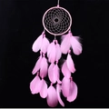 Handmade pink dream catcher with goose feathers and beads for home wall hanging - MS6021C Pink 13cm