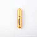 Portable 5ml gold refillable perfume spray bottle with aluminum shell and clear window - 5ml / Matte Gold