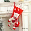 Plush 3D snowman Christmas stocking with striped legs and snowflake patterns - Large Nordic Snowman Style