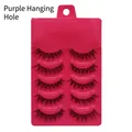 Detail of 5 pairs of natural manga false eyelashes with cross-design and clear lash bands - Handmade A20 Purple Hanging Hole (5 Pairs)