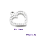 Silver stainless steel heart pendant with crystals, dimensions 20x18mm and 2g weight - Silver Pave Rhinestone Heart (KLJ4990-Z)