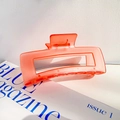 Rectangle hair claw clip in vibrant coral orange with a matte translucent finish - 12.5CM / Grapefruit Orange