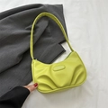 Bolso bandolera verde lima con diseño plisado de cuero PU mate y placa metálica - Verde