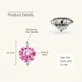 Pink moissanite teardrop pendant in 925 sterling silver with 8mm round cut stone - 2ct Pink Zircon Necklace