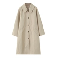 Klassischer langer khakifarbener Trenchcoat mit Revers und Einreiher für Damen - XS / Khaki