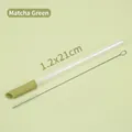 Reusable 1.2x21cm Tritan straw with matcha green silicone case and cleaning brush - 1.2x21cm / Matcha Green